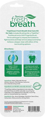 TropiClean Fresh Breath Cat Oral Care Kit | Complete Cat Toothbrush and Toothpaste Set for Plaque & Tartar Control | Bad Cat Breath Freshener Kit in Kuwait