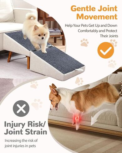 درج الكلاب للكلاب الصغيرة والقطط ، منحدر الكلاب للأريكة والسرير ، خطوات الحيوانات الأليفة الخشبية 2 في 1 قابلة للطي للجرو ، التصميم العثماني المقسم in Kuwait