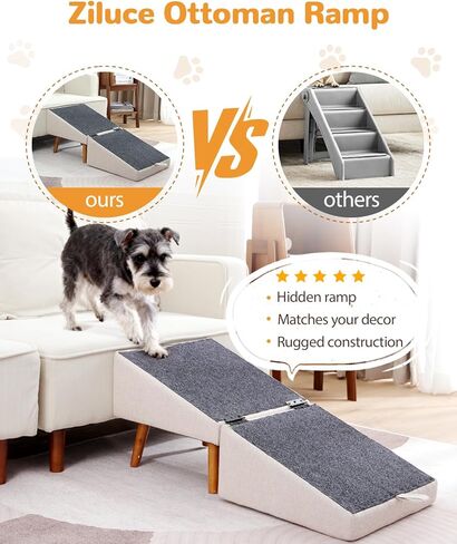 درج الكلاب للكلاب الصغيرة والقطط ، منحدر الكلاب للأريكة والسرير ، خطوات الحيوانات الأليفة الخشبية 2 في 1 قابلة للطي للجرو ، التصميم العثماني المقسم in Kuwait