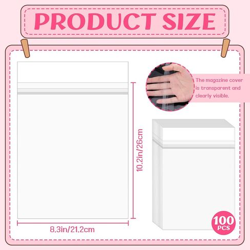 100PCS 8.5 x 11 Inch Cellophane Bags Self Sealing, Resealable Clear Plastic Sleeves for Paper, Artwork, Photo Mats, Comic, Magazine Page Protectors in Saudi Arabia