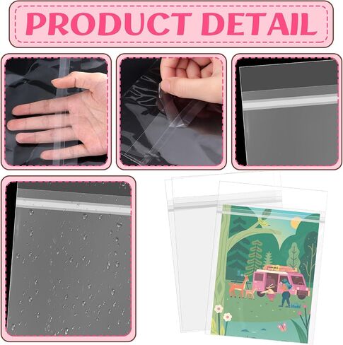 100PCS 8.5 x 11 Inch Cellophane Bags Self Sealing, Resealable Clear Plastic Sleeves for Paper, Artwork, Photo Mats, Comic, Magazine Page Protectors in Saudi Arabia