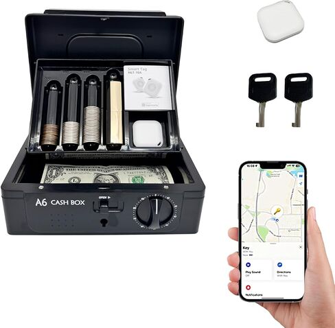 Cash Box with lock, with Tracking & Dual Lock System,money box with cash tray, lock safe with key, money-saving storage bag for Home,Office,business (Black) in Saudi Arabia