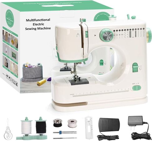 Mini Dual-Speed Sewing Machine Double Needle & Double Thread 16 Stitch Modes Beginner-Friendly Household Sewing Machine, ldeal for Adults & Beginners in Saudi Arabia