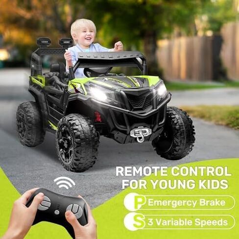 ANPABO 24V 4X4 Ride on Car Truck w/Remote Control, 4WD/2WD Switchable Kids UTV, 19" Spacious Seat, 4 Shock Absorbers, Soft Start, Music Player, Electric Car for Kids Ages 3+(Pink) in Saudi Arabia