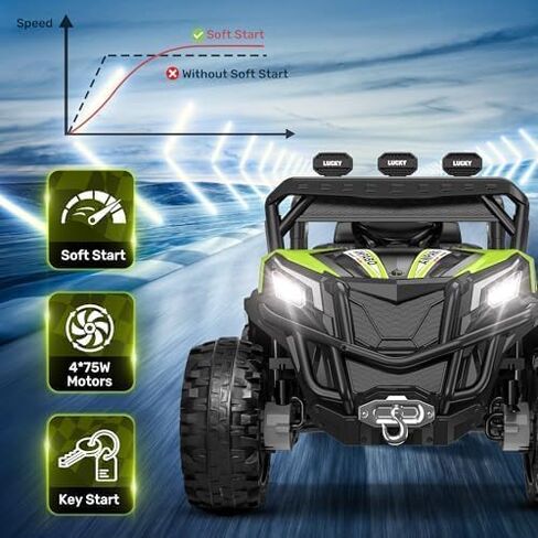 ANPABO 24V 4X4 Ride on Car Truck w/Remote Control, 4WD/2WD Switchable Kids UTV, 19" Spacious Seat, 4 Shock Absorbers, Soft Start, Music Player, Electric Car for Kids Ages 3+(Pink) in Saudi Arabia