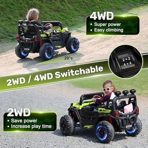 ANPABO 24V 4X4 Ride on Car Truck w/Remote Control, 4WD/2WD Switchable Kids UTV, 19" Spacious Seat, 4 Shock Absorbers, Soft Start, Music Player, Electric Car for Kids Ages 3+(Pink) in Saudi Arabia
