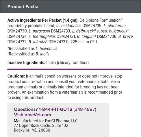 Visbiome® Vet Advanced GI Care Probiotic for Dogs & Cats-225b CFU ، صيغة مكونة من 8 خطوط-موصى بها من الطبيب البيطري ، معتمد من الملصقات-30 حزمة in Kuwait