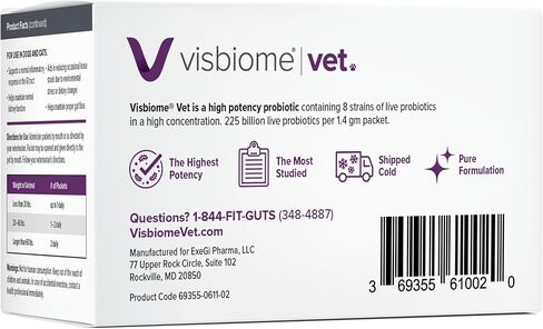 Visbiome® Vet Advanced GI Care Probiotic for Dogs & Cats-225b CFU ، صيغة مكونة من 8 خطوط-موصى بها من الطبيب البيطري ، معتمد من الملصقات-30 حزمة in Kuwait