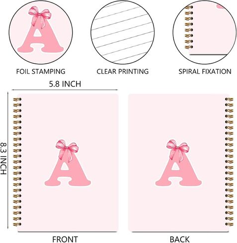 SDFBFVSA Znbook-585 Trendy Preppy Pink Bow Procoled ، Orial F Journal Home Figured Teen Girl Gifts ، Monographed Gifts for Women Girl ، Colled in Saudi Arabia