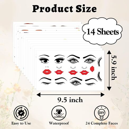 Face Stickers for Crafts, Make a Face Stickers Lips Mouth Eyes Eyebrows Nose Decals, 34 Sticker Faces for Flower Pots DIY Crafts Halloween Holiday Party Supplies in Kuwait