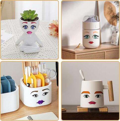 Face Stickers for Crafts, Make a Face Stickers Lips Mouth Eyes Eyebrows Nose Decals, 34 Sticker Faces for Flower Pots DIY Crafts Halloween Holiday Party Supplies in Kuwait