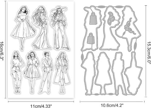 GLOBLELAND Vintage Steampunk Woman Clear Stamps and Metal Die Cuts Wing Gears Transparent Stamp Rrtro Label Cutting Dies for Card Making Embossing Scrapbooking in Saudi Arabia