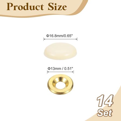 UXCELL 14 PCS 16.8 مم قبعات زخرفية تغطية الأظافر ، وسبائك الزنك أغطية أغطية أغطية مرآة التثبيت للمرايا ، وطاولات القهوة ، والأثاث الخشبي أو الزجاجي ، أبيض in Kuwait