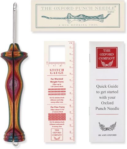 The Oxford Punch Needle #13 (3/16 inch Loop) Fine Point Punch Needle | Patented Design | Ergonomic Colorful Symfonie Wood Handle | Electropolished Steel Tip | Ideal for Rug Hooking in Kuwait