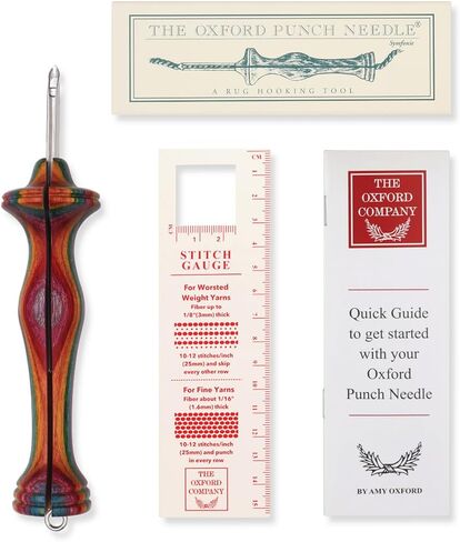 The Oxford Punch Needle #13 (3/16 inch Loop) Fine Point Punch Needle | Patented Design | Ergonomic Colorful Symfonie Wood Handle | Electropolished Steel Tip | Ideal for Rug Hooking in Kuwait