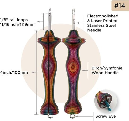 The Oxford Punch Needle #13 (3/16 inch Loop) Fine Point Punch Needle | Patented Design | Ergonomic Colorful Symfonie Wood Handle | Electropolished Steel Tip | Ideal for Rug Hooking in Kuwait