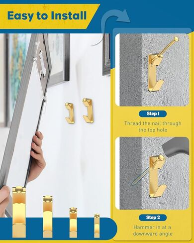 UniClife 188 PCS صورة معلقة ، 10 رطل ، 20 رطلاً ، 30 رطلاً ، 50 رطلاً ، 100 رطل شماعات صور ثقيلة للالتحامات الجافة والخشب ، والسنانير المعلقة للصور ، وسنانير إطار للتعليق على الصور المرايا in Kuwait