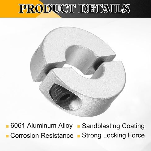 uxcell 8 Pcs Double Split Shaft Collar, 32mm Bore Two Piece Clamping Collar 60mm OD 15mm Thickness, Aluminum Alloy Set Screw Split Collar in Saudi Arabia
