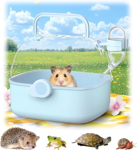 Portable Hamster Carrier for Travel - Acrylic Small Animal Cage with Ventilation Holes,Escape-Proof Hamster Travel Cage for Outdoor Picnics, Vet Visits (Mint Green) in Kuwait