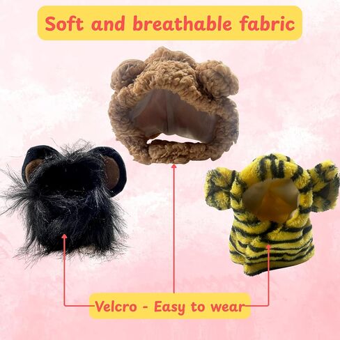 3pcs Hat for Cat Animal Costume Pack, Lion Head for Cats, Cat Panda Costumes, Frog Costume for Cats, Adjustable Washable Soft Small Pet Headwear Accessory, Costumes Pet Clothes (Lion, Panda, Frog) in Kuwait