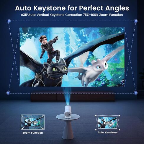 Mini Portable Projector with WiFi and Bluetooth, Movie projector 1080P HD Supported, Auto Keystone Correction, 180° Rotatable, Compatible with TV Stick, HDMI, USB, Smartphone, Laptop(Grey) in Saudi Arabia