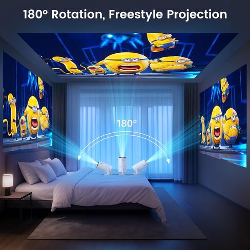 Mini Portable Projector with WiFi and Bluetooth, Movie projector 1080P HD Supported, Auto Keystone Correction, 180° Rotatable, Compatible with TV Stick, HDMI, USB, Smartphone, Laptop(Grey) in Saudi Arabia