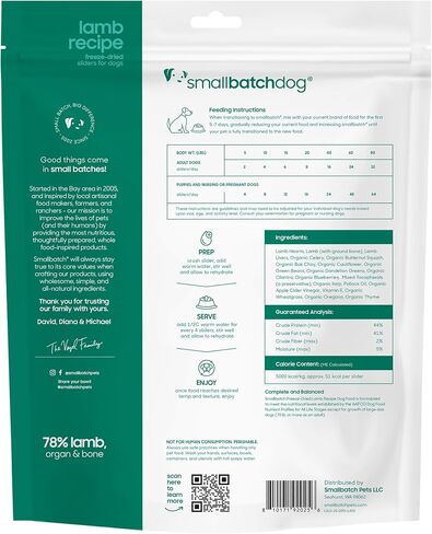 Smallbatch Pets Freeze-Dried Premium Raw Food Diet for Dogs, Duck Recipe, 14 oz, Made in The USA, Organic Produce, Humanely Raised Meat, Hydrate and Serve Patties, Single Source Protein, Healthy in Saudi Arabia