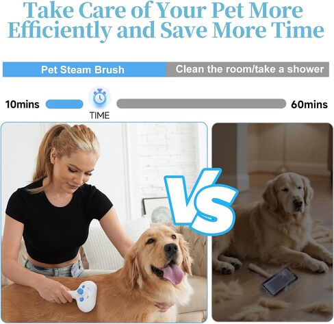 Pet Steam Brush for Dog & Cat - 3-in-1 Steam Grooming Slicker Brush & Undercoat Rake for Shedding - Self Cleaning Spray Comb with Mist for Long & Short Haired Pets - Includes Waterless Shampoo, Blue in Saudi Arabia