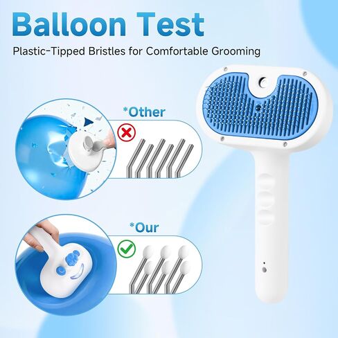 Pet Steam Brush for Dog & Cat - 3-in-1 Steam Grooming Slicker Brush & Undercoat Rake for Shedding - Self Cleaning Spray Comb with Mist for Long & Short Haired Pets - Includes Waterless Shampoo, Blue in Saudi Arabia