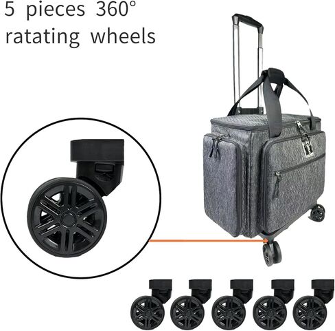 Rolling Teacher Bag with Five 360-Degree Rotating Wheels,Teacher Tote Bag with Detachable Trolley and Fits for 15.6" Laptop Floral in Kuwait