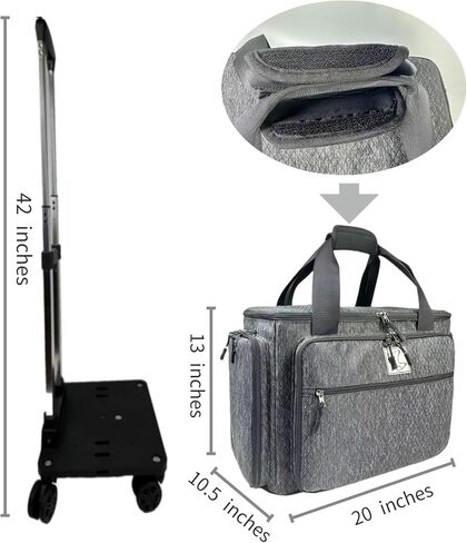 Rolling Teacher Bag with Five 360-Degree Rotating Wheels,Teacher Tote Bag with Detachable Trolley and Fits for 15.6" Laptop Floral in Kuwait