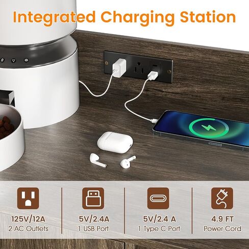 Petsite Cat Striter Box العلبة مع أرفف التخزين ، صندوق فضلات خفي طوله 52 بوصة مع محطة شحن ولوحة خدش ودخول متعرج (بني ريفي) in Kuwait