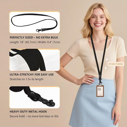 Stretchy Neck Lanyard for ID Badge Holder,Thin Keychain Lanyards for Keys, ID Badges,Teacher Lanyard for Women/Men in Saudi Arabia