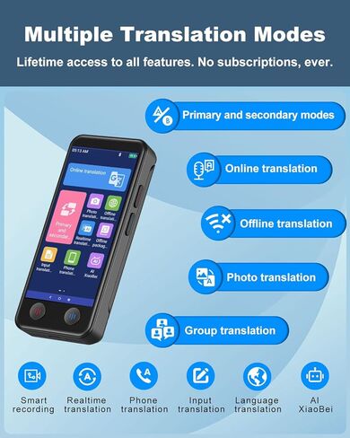 iTour Detachable Language Translator Device, Upgraded Instant Voice Translator, Real Time Dual Screen AI Translator with 139 Languages, Online & Offline & Photo & Group Chat & Text Translation in Kuwait