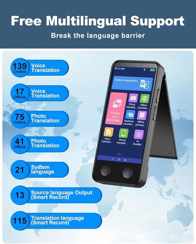 iTour Detachable Language Translator Device, Upgraded Instant Voice Translator, Real Time Dual Screen AI Translator with 139 Languages, Online & Offline & Photo & Group Chat & Text Translation in Kuwait