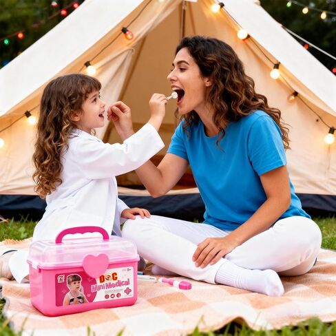 PJG Doctor Kit for Toddlers 3-5 ، يلعب أطفال الطبيب التظاهر مع الأزياء والطعن الأعمار من 3-6 ، ألعاب Doctor Kit لـ 2 3 4 5 5 6 سنوات فتيات الفتيات هدية عيد ميلاد ، وردي in Saudi Arabia