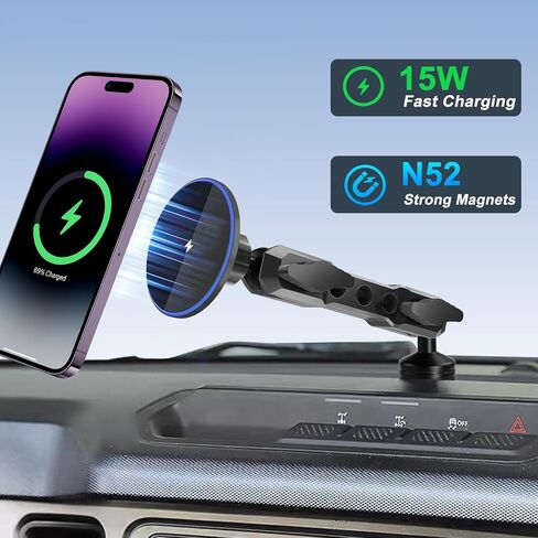 حامل جبل الهاتف لفورد برونكو 2021 2022 2023 2024 2025 2/4 الباب ، Magsafe Phone Mount ، حامل هاتف مغناطيسي لـ iPhone 17 16 15 14 13 12 ، للاطلاع على إكسسوارات فورد برونكو (وليس لبرونكو سبورت) in Kuwait