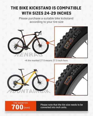 HENMI Bike Kickstand for 24-29 Inch Bicycle, 2 Holes Extra Stable Max Load 176LBS, Non-Slip Base Adult Bicycle Kickstand for Mountain Bike, E-Bike in Saudi Arabia