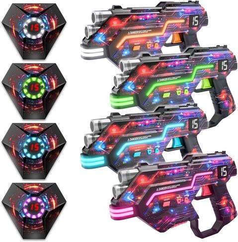 مجموعة مدافع العلامات بالليزر من 2: إعداد سترة LED | برميل ديناميكي | الأفكار الممتعة العمر 8+ سنة العمر | Lazer Game Teen Boys & Girls Outdoor Activity | هدية للأطفال والمراهقين والكبار in Kuwait