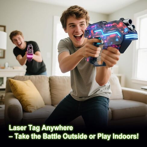 مجموعة مدافع العلامات بالليزر من 2: إعداد سترة LED | برميل ديناميكي | الأفكار الممتعة العمر 8+ سنة العمر | Lazer Game Teen Boys & Girls Outdoor Activity | هدية للأطفال والمراهقين والكبار in Kuwait