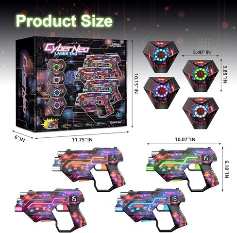 مجموعة مدافع العلامات بالليزر من 2: إعداد سترة LED | برميل ديناميكي | الأفكار الممتعة العمر 8+ سنة العمر | Lazer Game Teen Boys & Girls Outdoor Activity | هدية للأطفال والمراهقين والكبار in Kuwait