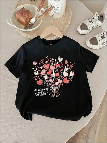 SweatyRocks Girl's 3 Pack T Shirts Floral Letter Graphic Tees Short Sleeve Crew Neck Summer Top in Saudi Arabia