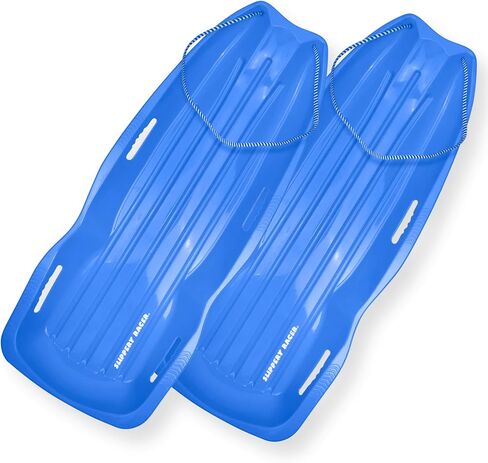 Slippery Racer Downhill Xtreme Flexible Adults and Kids Plastic Toboggan Snow Sled for up to 2 Riders with Pull Rope and Handles. (Green, 1) in Saudi Arabia