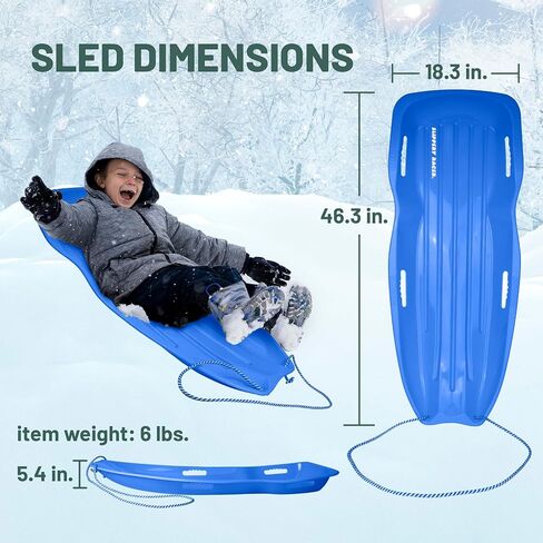 Slippery Racer Downhill Xtreme Flexible Adults and Kids Plastic Toboggan Snow Sled for up to 2 Riders with Pull Rope and Handles. (Green, 1) in Saudi Arabia