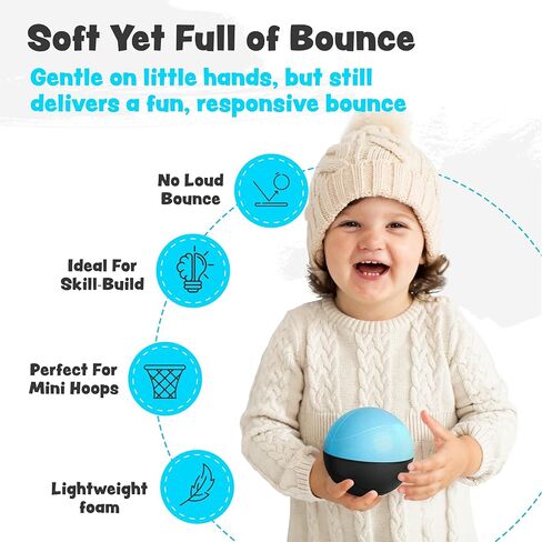 BAMMAX MINI كرة السلة لـ MINI HOOP | مسرحية داخلية أو داخلية وصامتة لـ Nerf Hoop | 4 بوصة للأطفال والأطفال الصغار | لعبة الرغوة الناعمة كرة السلة الداخلية (حزمة 2). in Kuwait