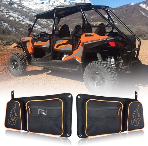 حقيبة تخزين الأبواب الجانبية الأمامية المتوافقة مع 2014-2025 POUCH PORLIS RZR XP 1000 ، 4 1000 ، Turbo ، Turbo S ، S900/S1000 إطلاق سريع ث/وسادة الركبة مع حامل كوب ، أنابيب برتقالية in Saudi Arabia
