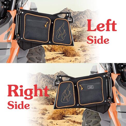 حقيبة تخزين الأبواب الجانبية الأمامية المتوافقة مع 2014-2025 POUCH PORLIS RZR XP 1000 ، 4 1000 ، Turbo ، Turbo S ، S900/S1000 إطلاق سريع ث/وسادة الركبة مع حامل كوب ، أنابيب برتقالية in Saudi Arabia