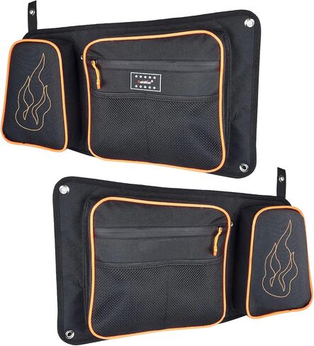 حقيبة تخزين الأبواب الجانبية الأمامية المتوافقة مع 2014-2025 POUCH PORLIS RZR XP 1000 ، 4 1000 ، Turbo ، Turbo S ، S900/S1000 إطلاق سريع ث/وسادة الركبة مع حامل كوب ، أنابيب برتقالية in Saudi Arabia