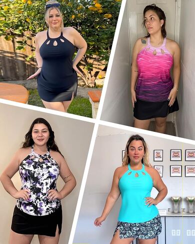 زائد الحجم Tankini مع تنورة - قطعتين للسباحة البطن السيطرة على بدلة السباحة عالية الرقبة ملابس السباحة 2025 in Saudi Arabia
