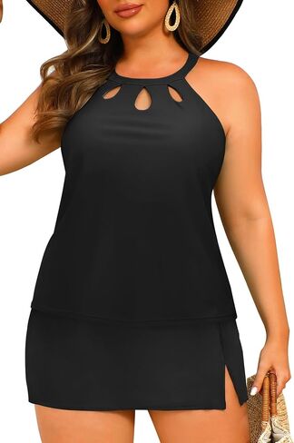 زائد الحجم Tankini مع تنورة - قطعتين للسباحة البطن السيطرة على بدلة السباحة عالية الرقبة ملابس السباحة 2025 in Saudi Arabia